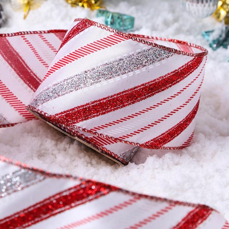 Ribbon Wire Crimping Ribbon Wire Linen Ribbon Decoration Colorful Snowflake Plaid Christmas Material DIY Handmade 10/25Yards