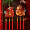 Flocking Chinese Lucky Character Pendants Handmade with Tassels Red Horse Hanging Ornament Blessing Traditional