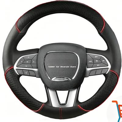 Ized Car Steering Wheel Cover For Dodge (SRT) Challenger 2015- Charger 2015- Hand-stiched Carbon Leather Suede DIy