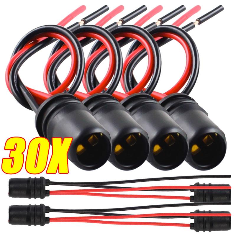Lights Holder Connector Wire Bulb Replacement Soft Rubber Harness Car Parts 30-4pcs DC12V T10 W5W 147 Socket Marker Instrument
