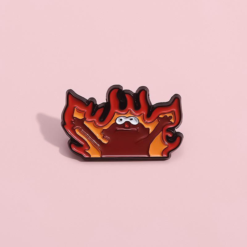 Cartoon Flame Colorful Brooch Creative Badge Accessory For Fashionable Outfits