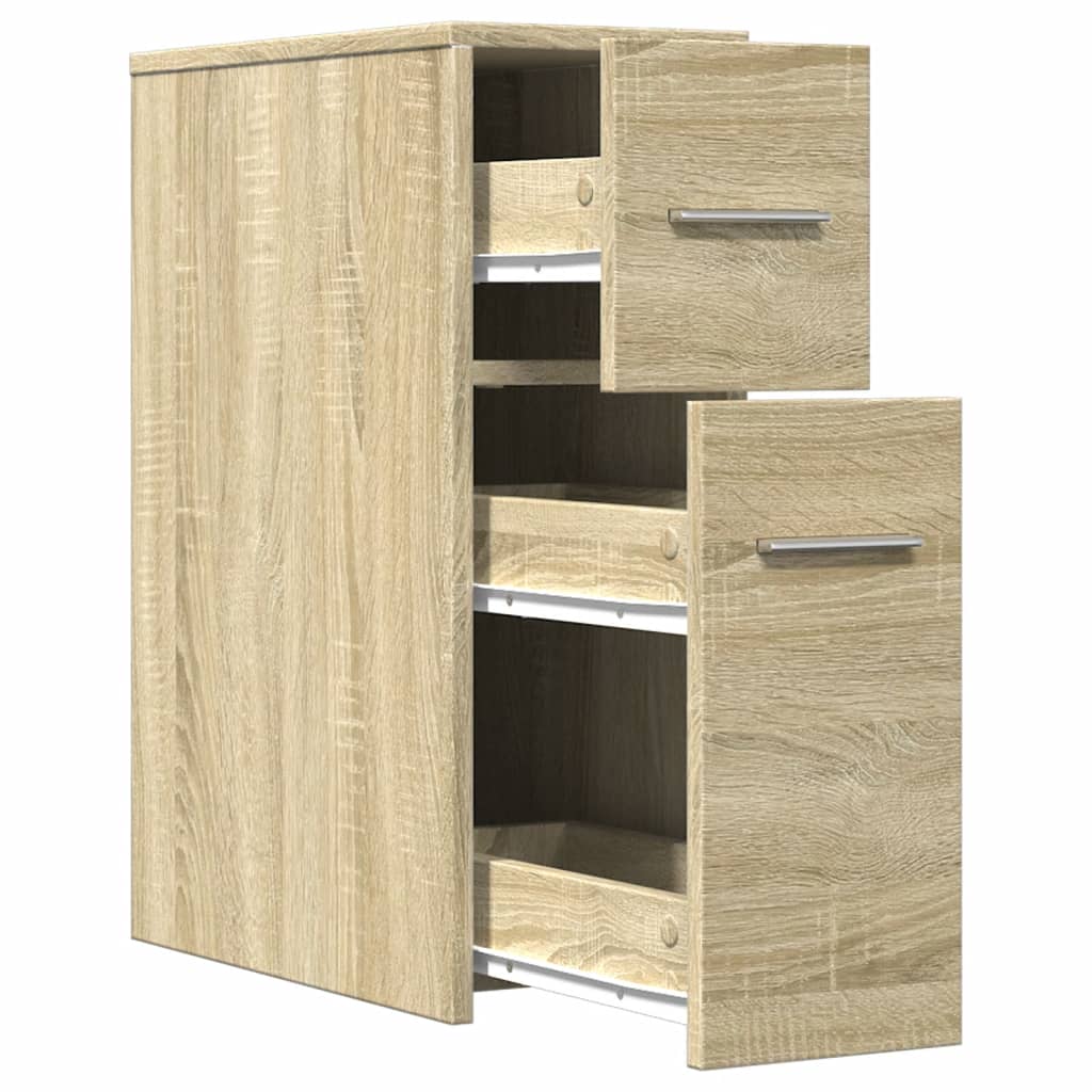 Narrow Bathroom Cabinet with Casters Sonoma Oak Wood Based Material