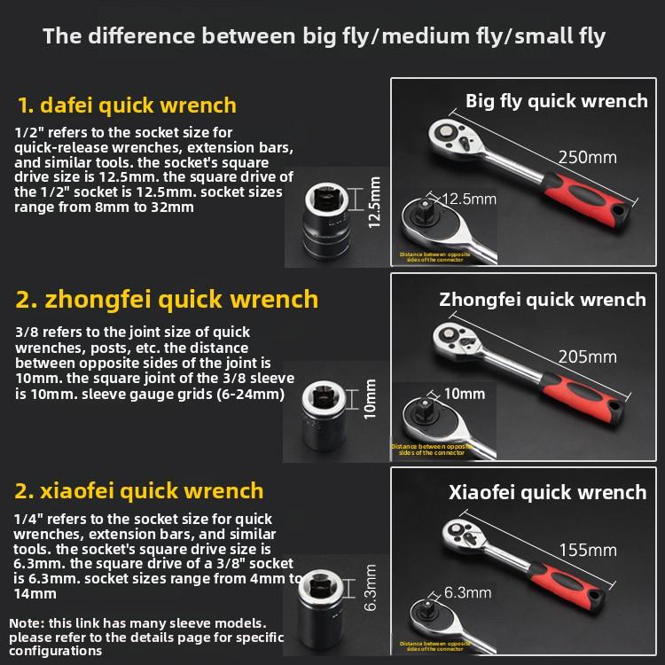 Professional 1/2 Inch Quick Release Ratchet Wrench with Auto Reversible Socket for Mechanics