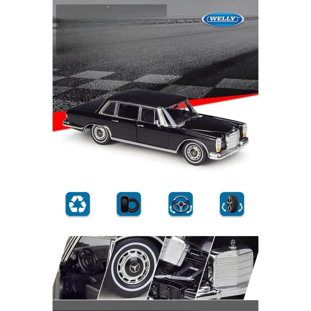 Welly 1/24 Mercedes Benz 600 Alloy Classic Car Model Diecasts Metal Vehicles Car Model Simulation Collection Childrens Toys Gift