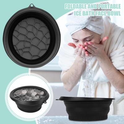 Face Bowl Quick Cooling Foldable Silicone Wash Basin with Built-In Ice Tray Bathroom Accessories Portable Washing Basin