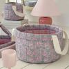 Collapsible Quilted Storage Basket Large Capacity Flower Pattern Storage Basket  Bedroom