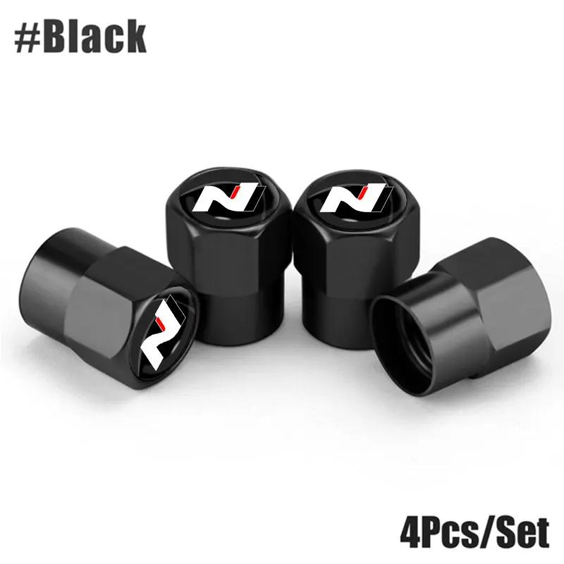 

4Pcs/Set Car Wheel Tire Valve Caps Metal Stem Cover For Hyundai N Line i10 i20 i30 Sonata Tucson Azera Elantra Veloster Kona чёрный