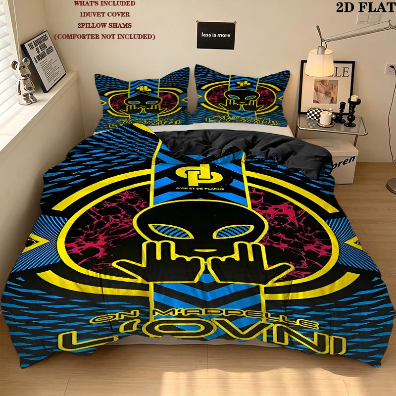 Jul C'Est Pas Des Lol Pattern Bedding Quilt Set Quilt Cover Pillowcase Home Birthday Gift(1 * duvet cover + 2 * pillowcase, without core)