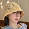 Cappello di Paglia Coreano da Spiaggia Estate Donna Visiera Traspirante Chic Cappelli a Secchiello Cappello da Pescatore Tessuto a Mano Ragazza Pesca Cappellini da Sole per Donne