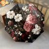 1 PC Automatic Folding Umbrella - Roses and Butterflies Pattern, Portable & Foldable Design with 8 Ribs, Christmas Birthday Gifts