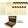 Tableware Set Gift Box Fabulous Cutlery Knife Fork Dessert Spoon Coffee Spoon 24PCS Gold Flatware Dinnerware Sets