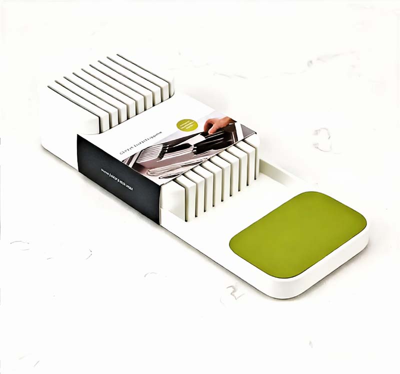 Practical Drawer Knife Storage Box - Kitchen Accessory - Kitchenware Storage Rack - Household Knife Organizer - Convenient 1-tier белый