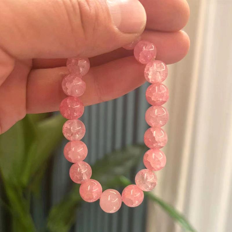 

New10mm Glossy Multiple Colors Glass Round Crackle Beads Bracelets for Women Temperament Jewelry Accessories Girlfriend s Gifts