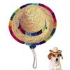 Cute Mini Puppy Dog Cat Straw Woven Sun Hat Cap Mexican Sombrero Pet Supplies