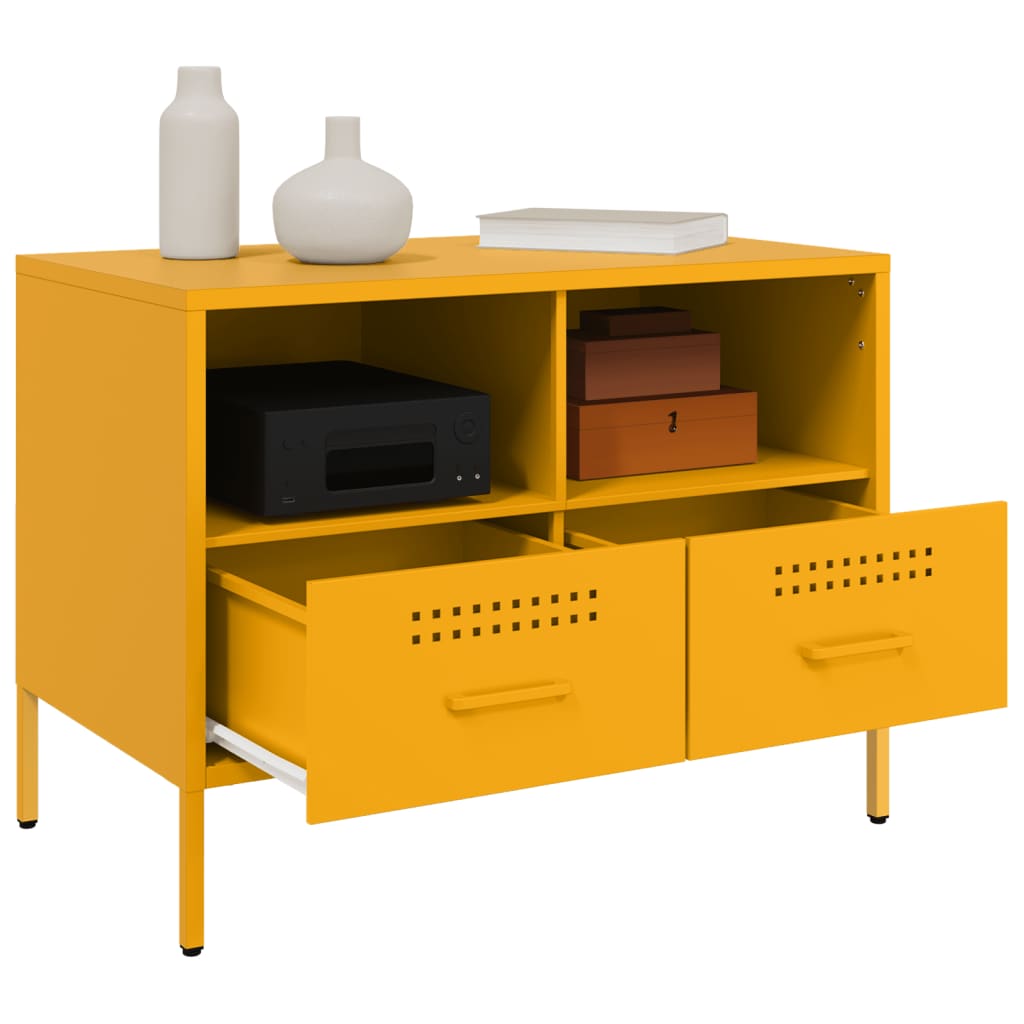 TV Stand Mustard Yellow 68 X 39 X 50.5 Cm Steel