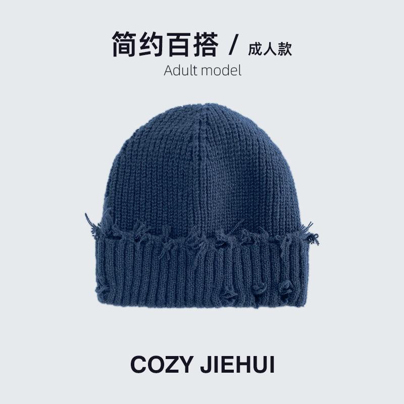 Simple Autumn and Winter Hat Big Head Circumference Knitted Wool Hat Loose Ins Face Small Twist Thickened Winter Warm Hat