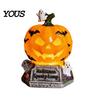 USB Powered Halloween Lamp Night Light, Stained Glass Lamp, Retro Gothic Glowing Low Energy with Warm Amber Purple, Tabletop Decor for