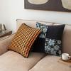 Houndstooth Splicing Pillow Case Sofa Decoration Cushion Cover Living Room Bedroom Waist Pillow Velvet Ball Pillow