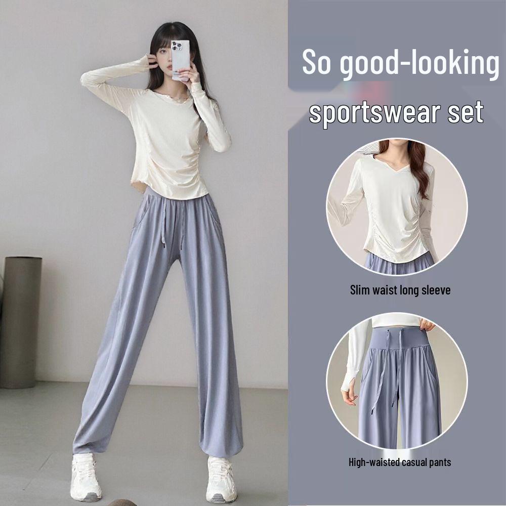 Women's Quick-Dry Loose Fit Yoga & Sports Long Sleeve Set for Running, Cycling, Fitness & Outdoors