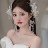 Crystal Silk Bridal Headpiece: Super Fairy Lace Flower Pair Clips for Wedding or Evening Dress, Japanese & Korean Forest Style.