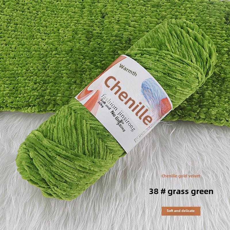 Chenille Gold Velvet Knit Scarf, Hat, Crochet Slippers, Doll Wool DIY Knitting Kit