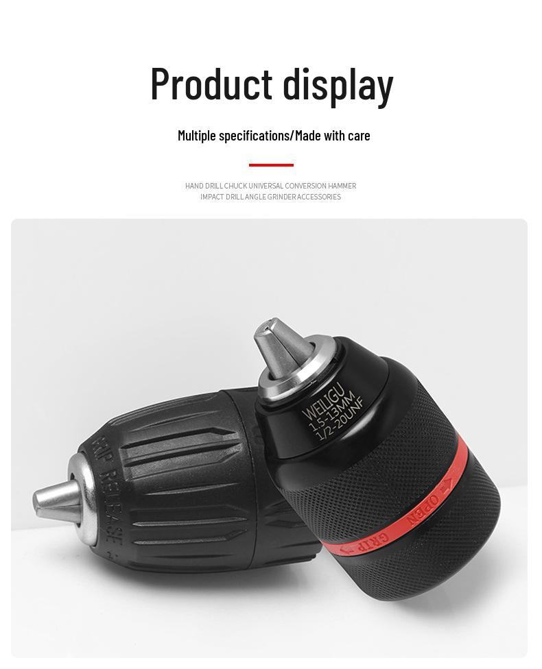 Samozamykający uchwyt wiertarski z zapadką do wiertarki elektrycznej 1,5-13 mm, szybkozłączka do wiertarek ręcznych, konwersja 0,8-10, 20/24UNF