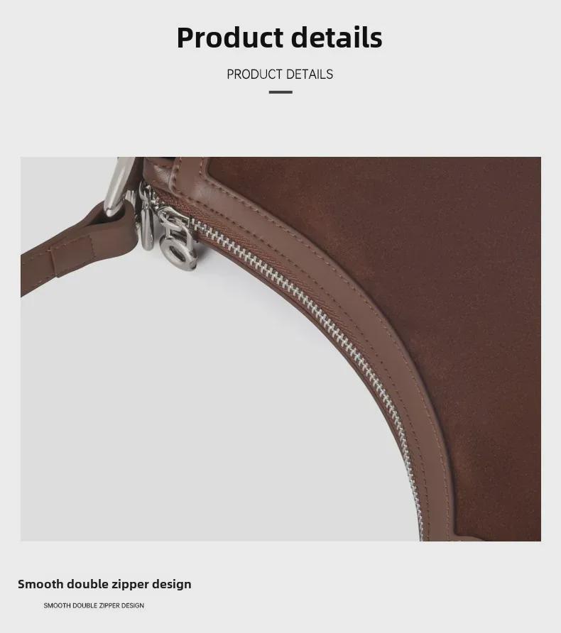 2025 Υψηλής Ποιότητας Ματ Δέρμα Μοσχαριού Τσάντα Ώμου Ημισελήνου - Ρετρό Ντιζάιν Νίχης