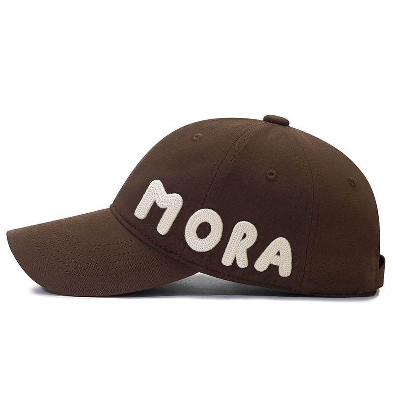 New Face Small Korean Version Hat Three-dimensional Letter MORA Embroidered Big Head Circumference Baseball Cap Men's and Women's Casual Cap