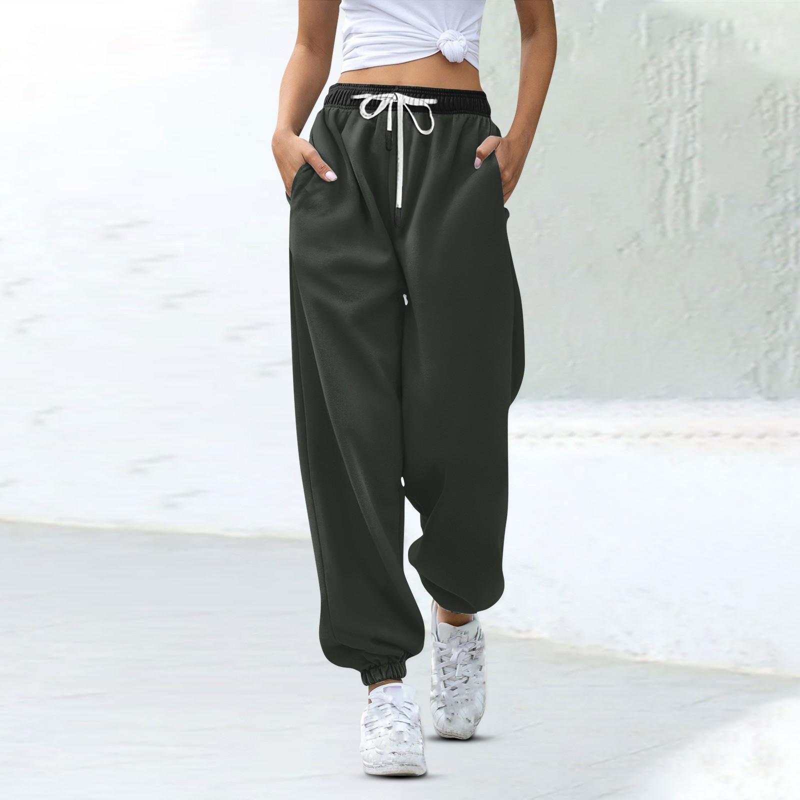 

Женские модные спортивные повседневные спортивные штаны с карманами на шнурке и в тон XL