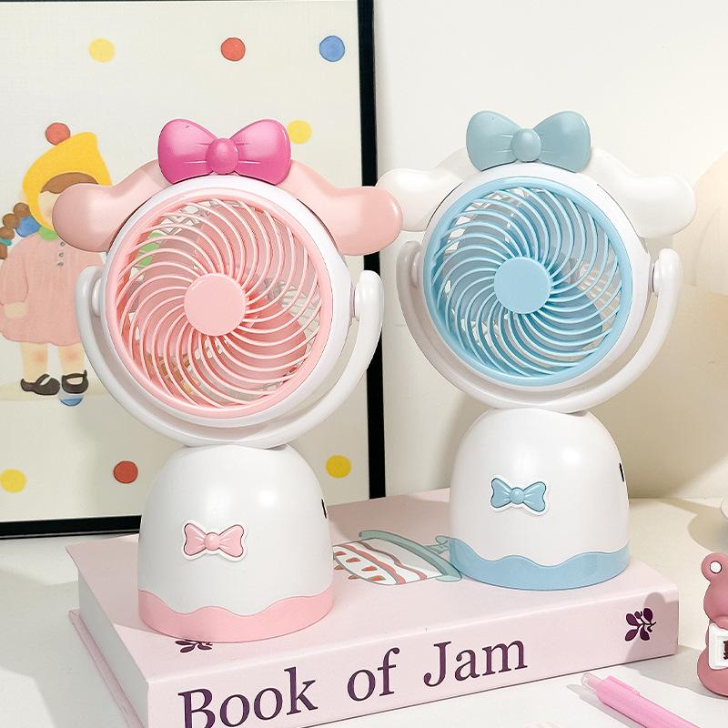 Cute Three-Speed USB Rechargeable Silent Mini Fan for Women 800mAh 3-speed, Adjustable Angle
