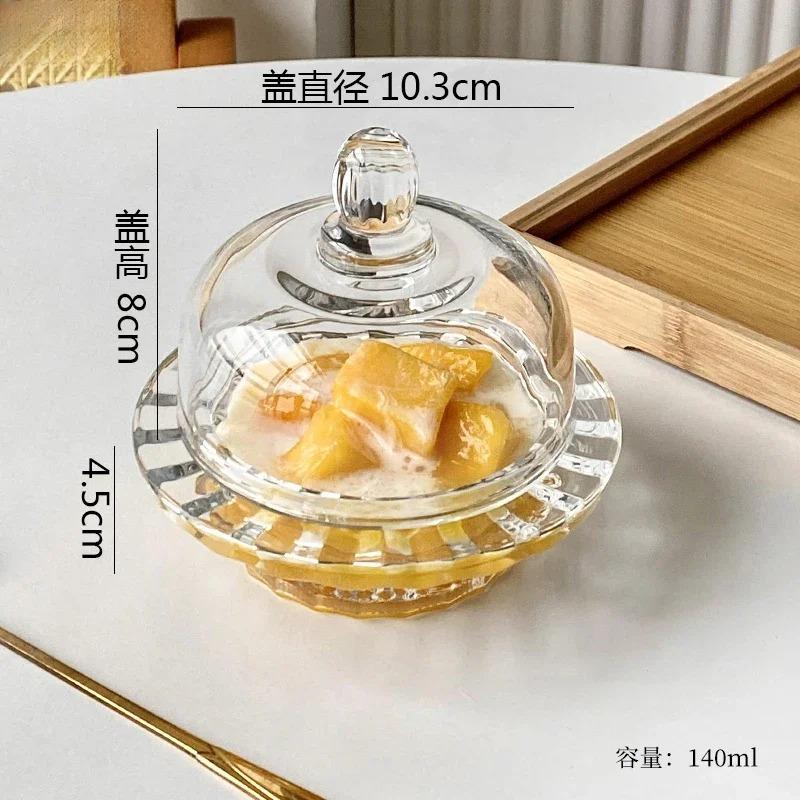 Transparent Glass Bowl with Lid Dessert Dim Sum Bowl Fruit Yogurt Bowl Soup Bowls Serving Bowls Molecular Cuisine Tableware