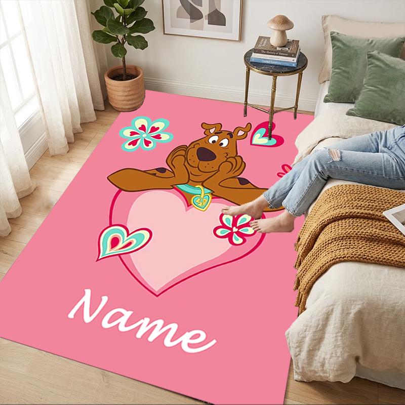 Custom Name Dog Artwork Living Room Non-Slip Area Rug Soft Carpet for Bedroom Kids Playroom Sofa Office Home Decor Doormat