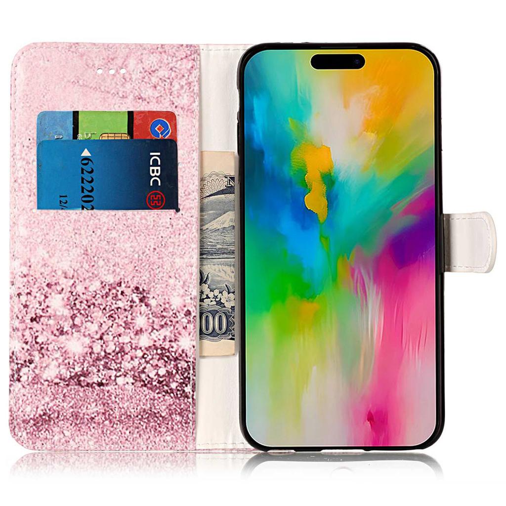 For iPhone 16 Case Pattern Stand Leather Phone Cover Card Slots Design