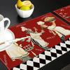 Retro Italian Chef Mattress Red Bottom Black and White Grid Waterproof Table Mat Restaurant Theme Insulated Mattress