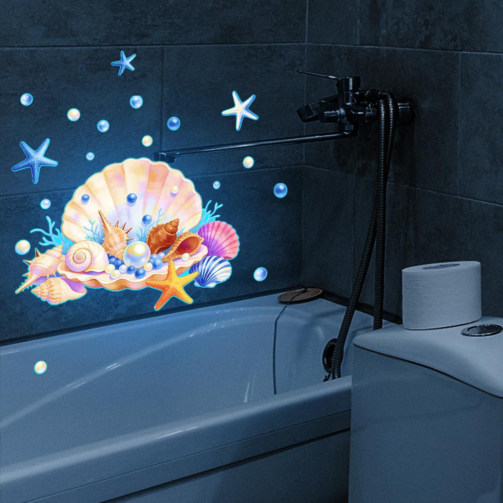 Painted Underwater World Shell Coral Bathroom Toilet Night Light Sticker