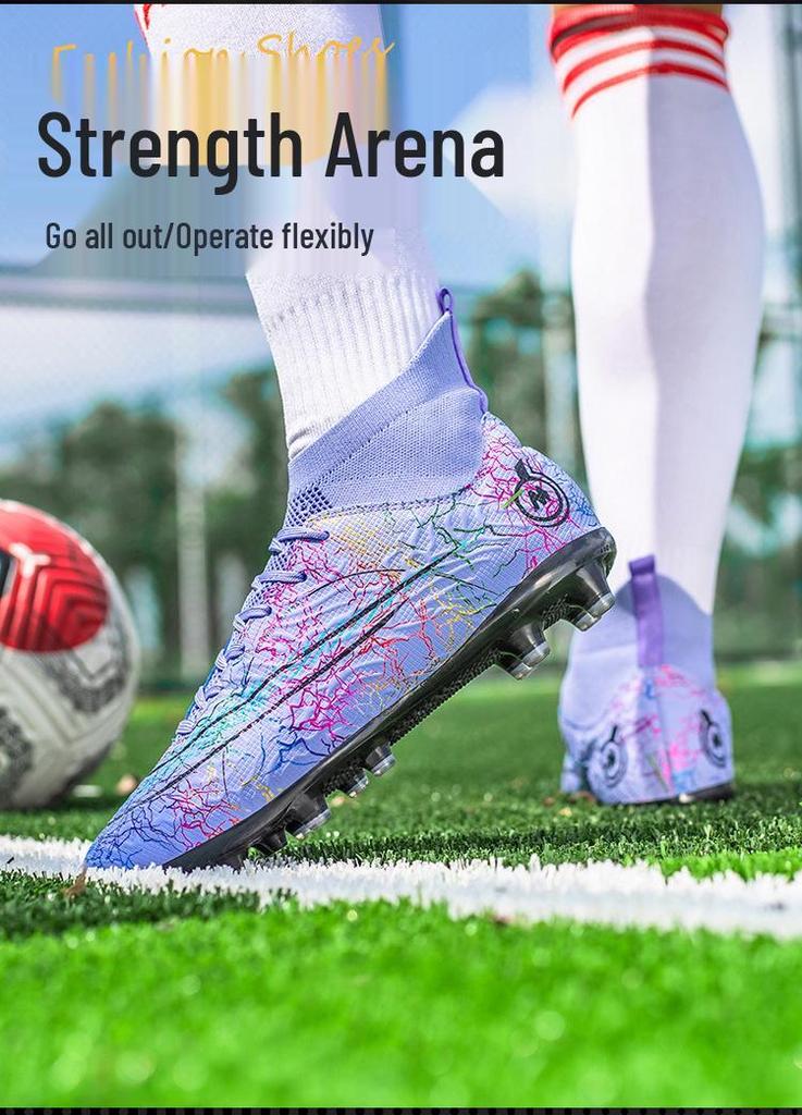 New FGTF Men's Breathable High-Top Soccer Shoes with Long/Short Studs for Teens & Kids, Stylish Design