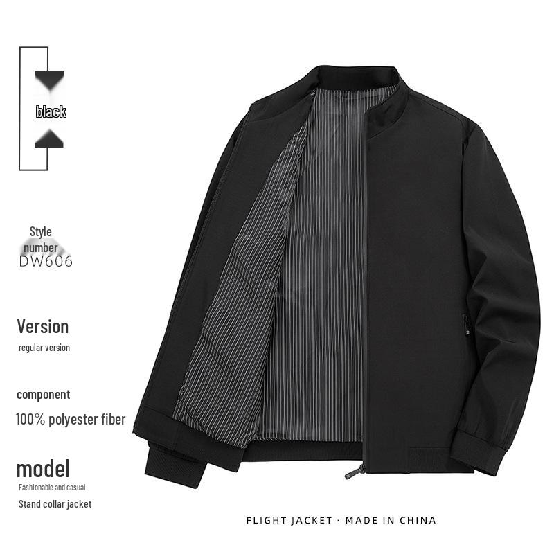 

Unisex Stand Collar Jacket - Spring/Autumn Casual Business Outerwear with Logo Print 5XL чёрный