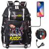 Print Kids Backpack with USB Charging Port, Teenagers School Bookbag, Lightweight Travel Daypack with Headphone Jack Anti-Theft Design