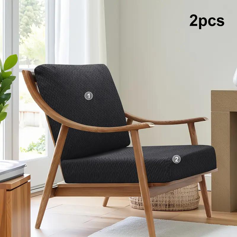 2pcs/set T Jacquard Chair Seat Cover All Wrap Elastic Armchair Cushion Cover Non-slip Dust-proof Protector for Living Room Hotel