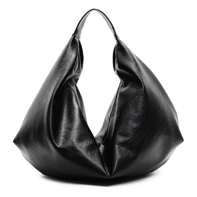 Vintage große Kapazität Umhängetasche weiches Leder Damen einfarbig Crossbody Tote Bag