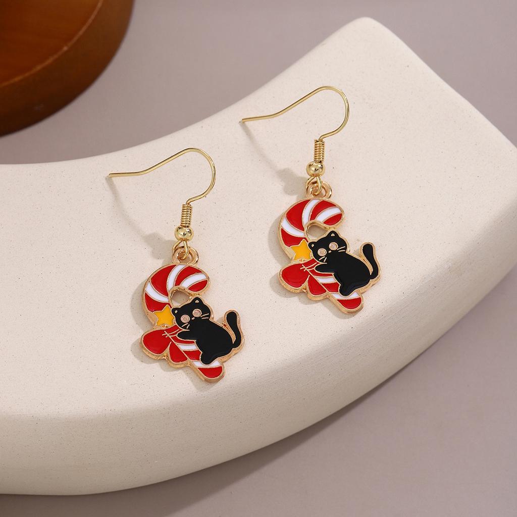 Cartoon Drip Santa Earrings, Personalized Christmas Column Elk Gingerbread Man Earrings