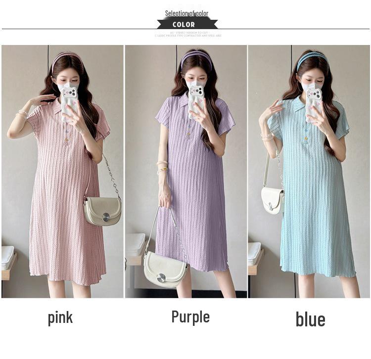 2026 Summer Ice-Fee Maternity Polo Dress