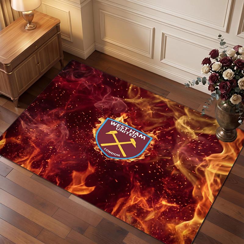 Tappeto in Velluto di Cristallo con Stampa del West Ham United Football, Comodo Assorbente d'Acqua Antiscivolo Tappeto per Pavimenti Interni