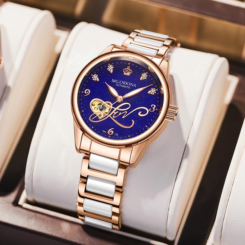 ORKINA Ladies Automatic Mechanical Watch Luxury Brand Women Wristwatch Fashion Skeleton Clock Senhoras Assistir Reloj Mujer 2022