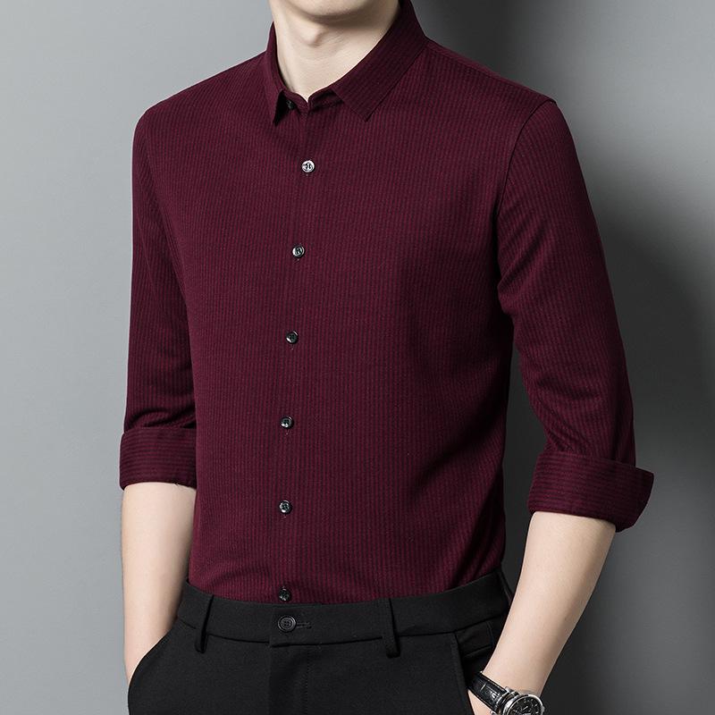 

Мужская кашемировая рубашка с длинным рукавом премиум-класса для осени/зимы - Роскошная деловая одежда в стиле кэжуал Large