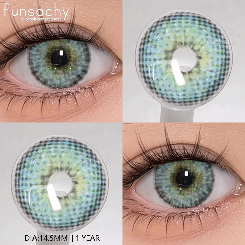 FUNSACHY 2pcs Blue Contact Lenses for Eye Natural Beauty Colorful Lense Beauty Cosmetics Pupils Yearly Use
