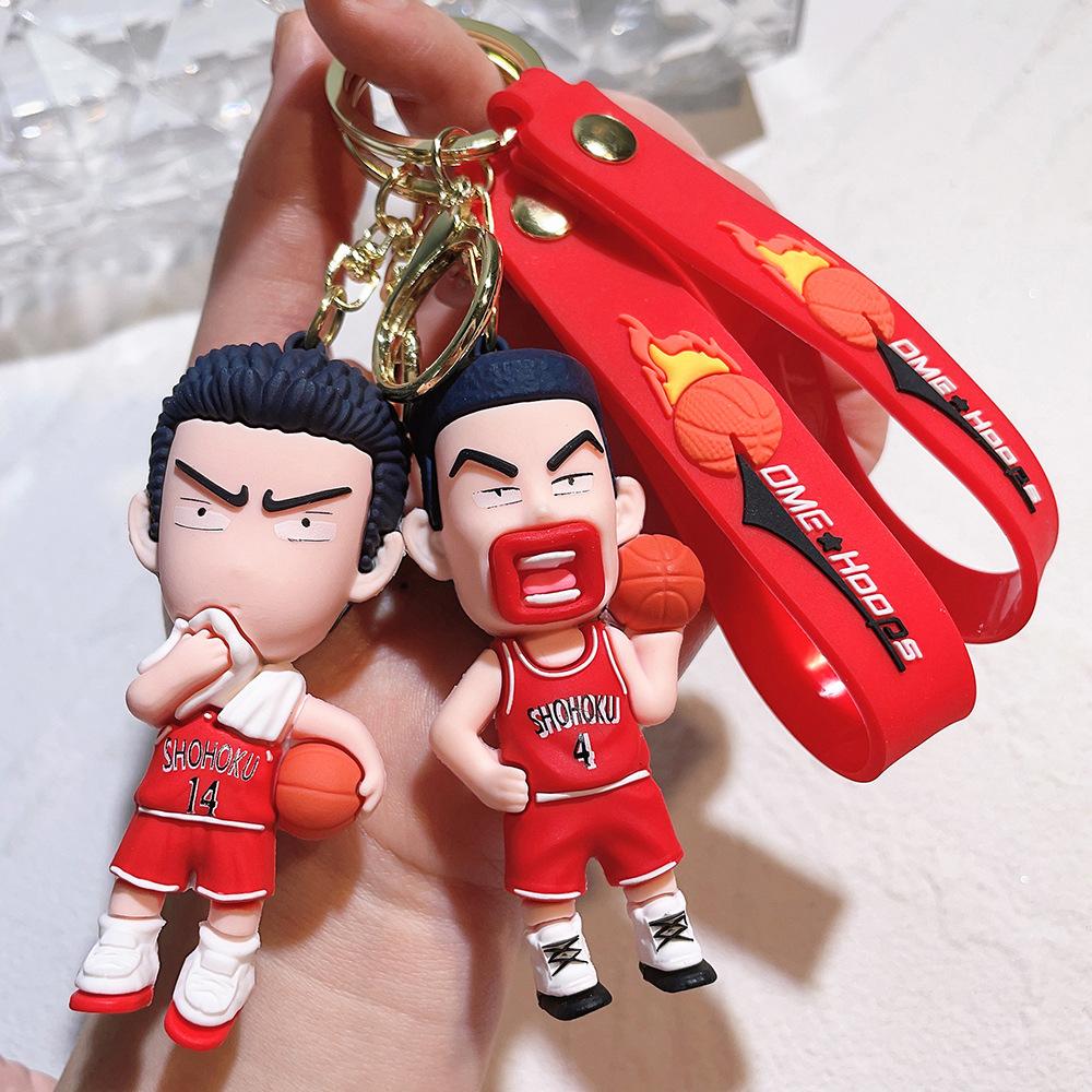 Kawaii Japan Anime Slam Dunk Sakuragi Hanamichi Keychains PVC Cartoon Figure Model Pendant Keyrings Figure Key Toys Gifts