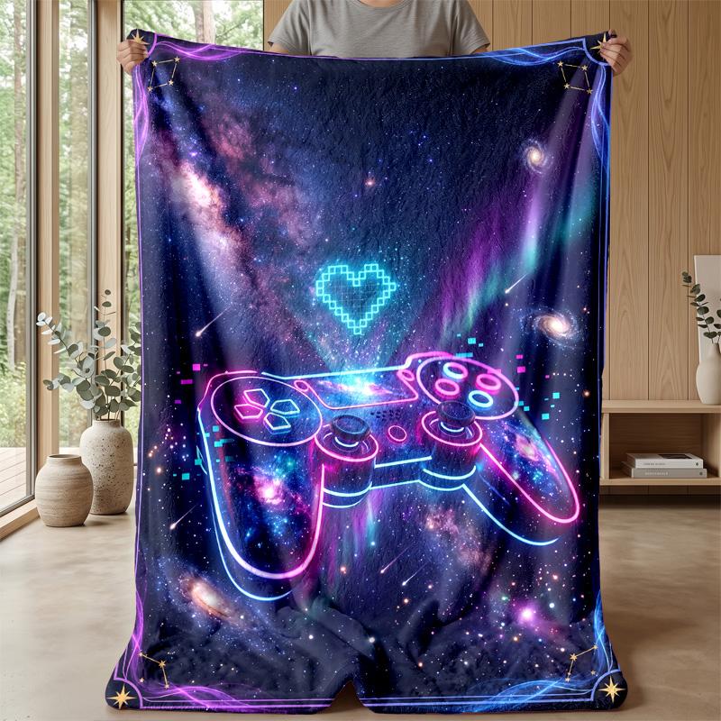 Galaxy Game Controller Theme Blanket Lightweight Warm Flannel Blanket Decorative Throw Blanket for Home Decoration