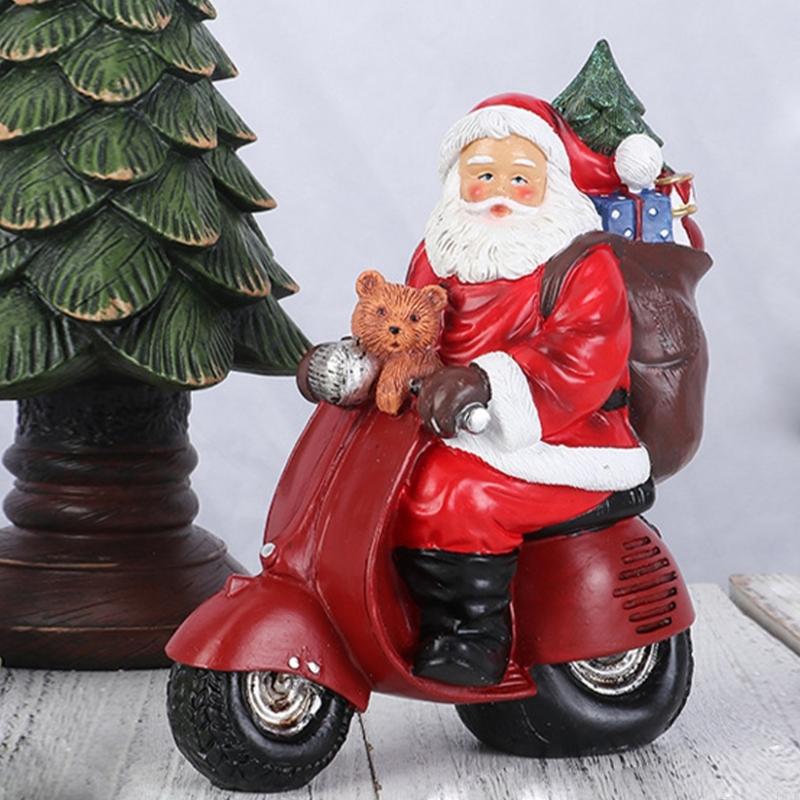 Santa Statue Christmas Figurine Figure Decors Christmas Decorative Figurines P9YB