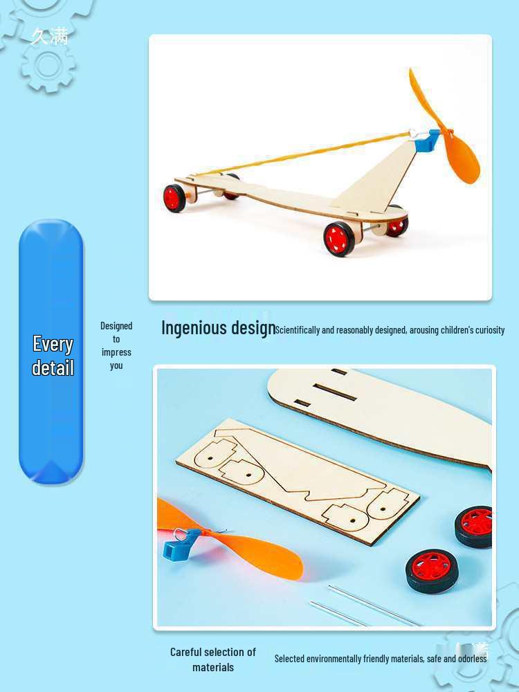 DIY Wind-Powered Rubber Band Car Kit: Fun Physics Teaching Aid & Science Experiment